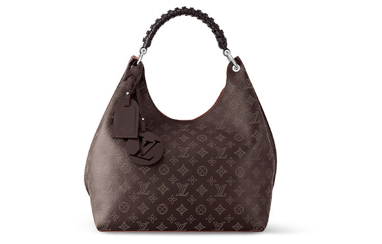 LOUIS VUITTON Mahina Perforated Calfskin Handbag, Shoulder Bag Women's Dark Brown