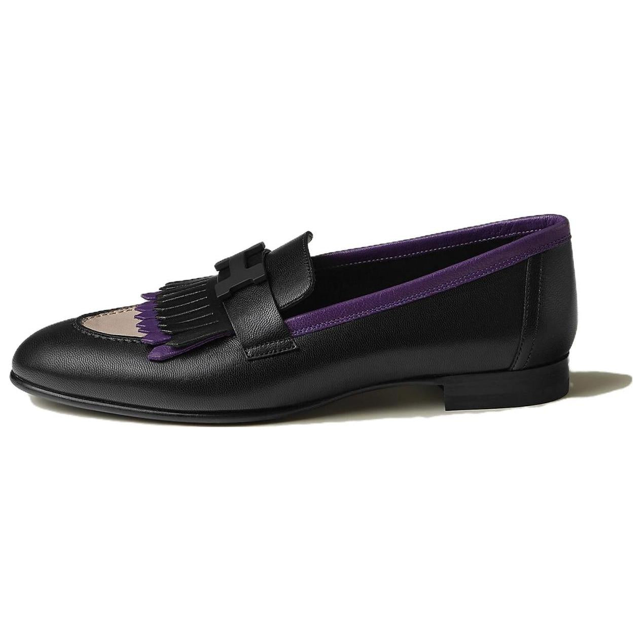 HERMES Royal Loafers Women's Black Purple