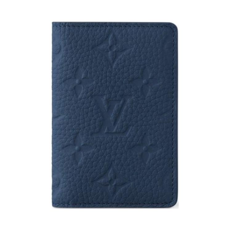 LOUIS VUITTON Leather Card Holder Men's Blue