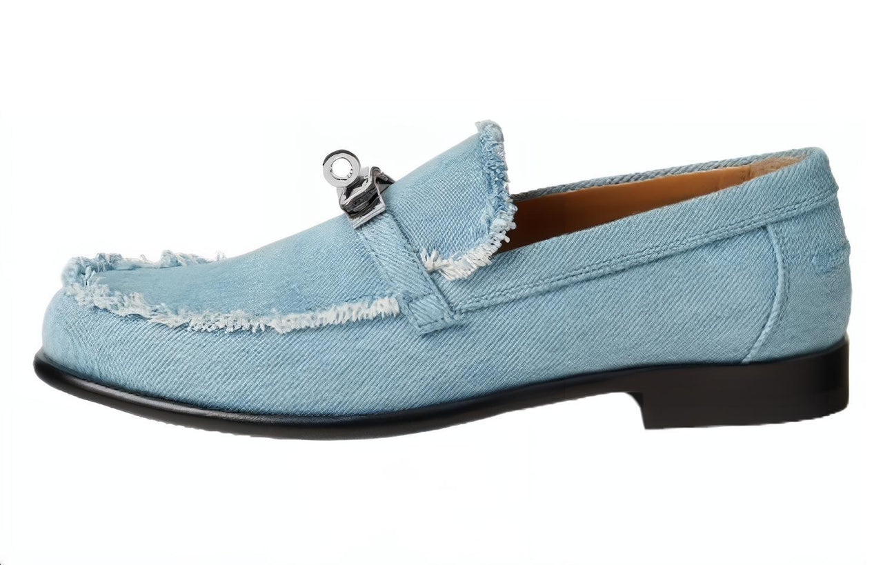 HERMES Destin Loafers Women's Blue