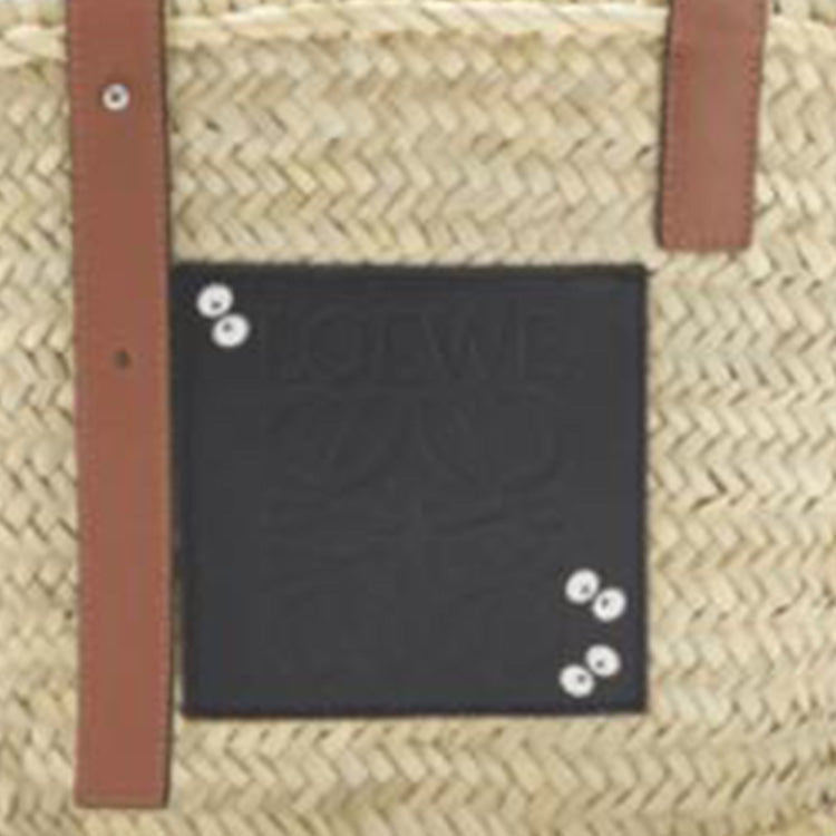 LOEWE Totoro, Collaboration Palm Leaf With Calfskin Basket Handbag Trumpets Women's Natural & Black