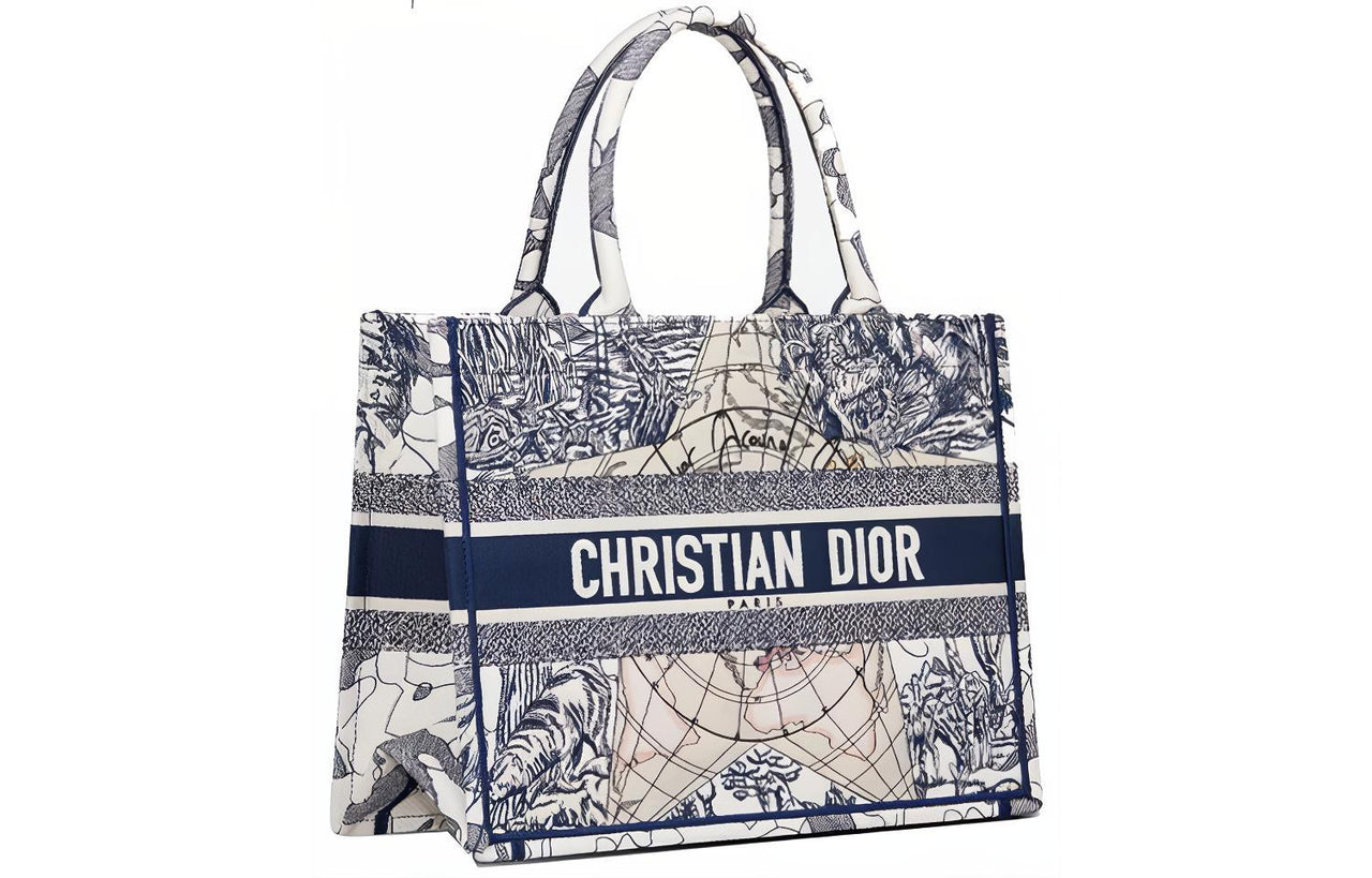 DIOR BookTote Canvas Bag, Tote Bag, Shopping Bag, Handbag Small Size Women's Blue