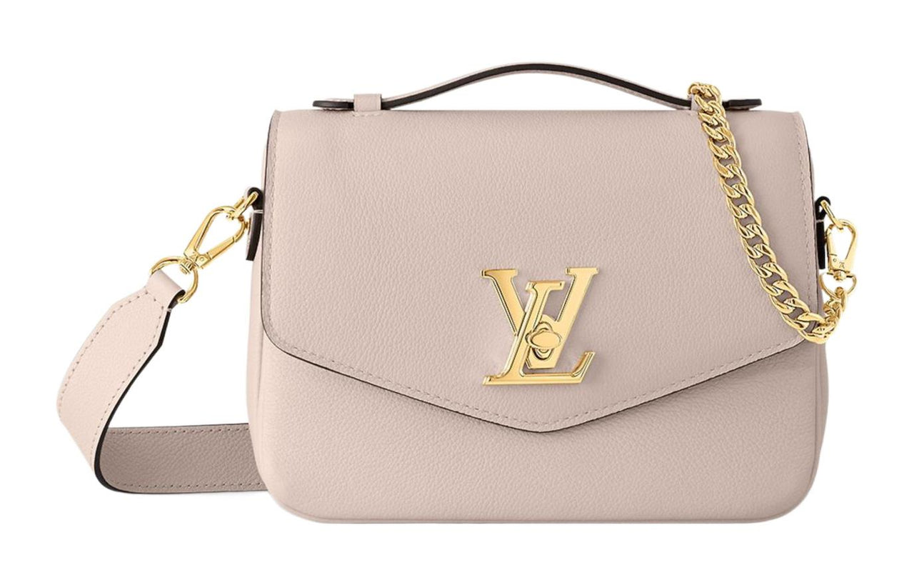 LOUIS VUITTON Grained Calfskin Handbag, Shoulder Bag, Crossbody Bag Regular Women's Light Pink