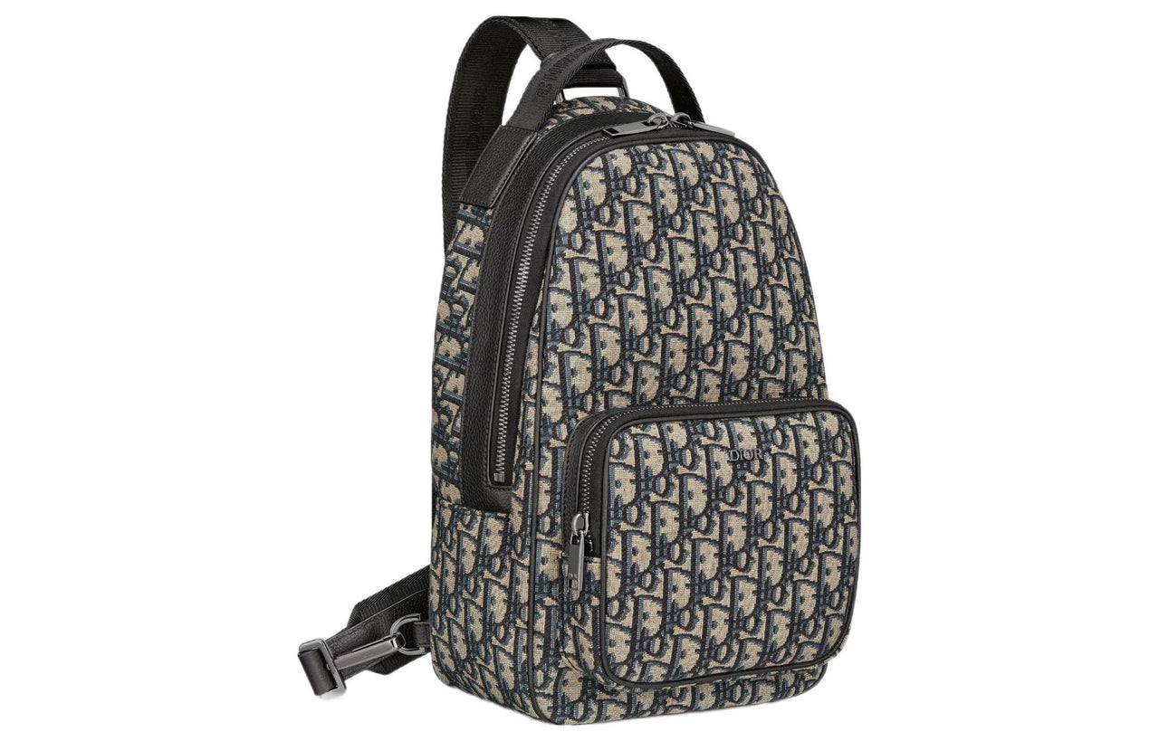 DIOR Oblique Jacquard Fabric Crossbody Bag, Shoulder Bag Men's Beige & Black