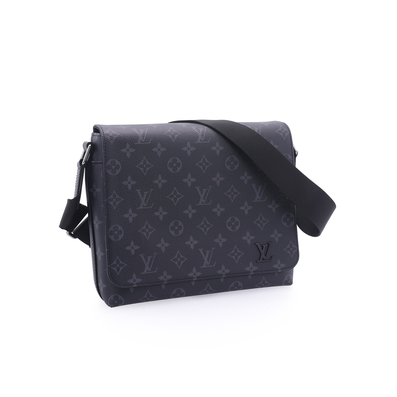 LOUIS VUITTON District Canvas With Leather Messenger Bag, Shoulder Bag, Crossbody Bag Small Size Men's Black Gray
