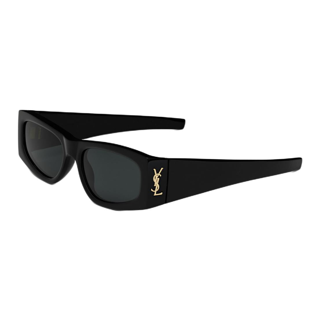 SAINT LAURENT Acetate Irregular Shape Sunglasses Men's Black