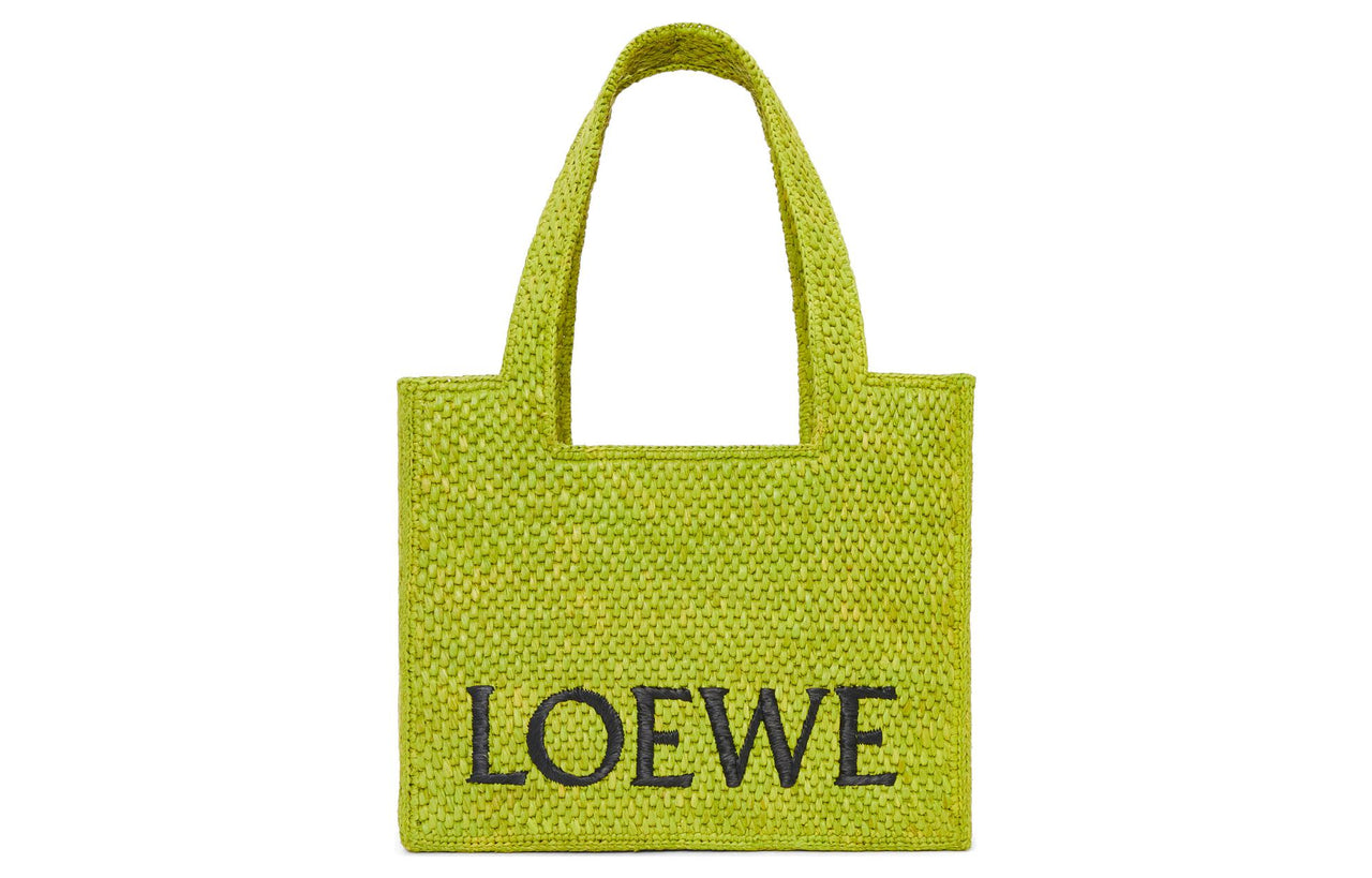 LOEWE Font Tote Raffia Shoulder Bag, Crossbody Bag, Handbag Medium Size Women's Pasture Green