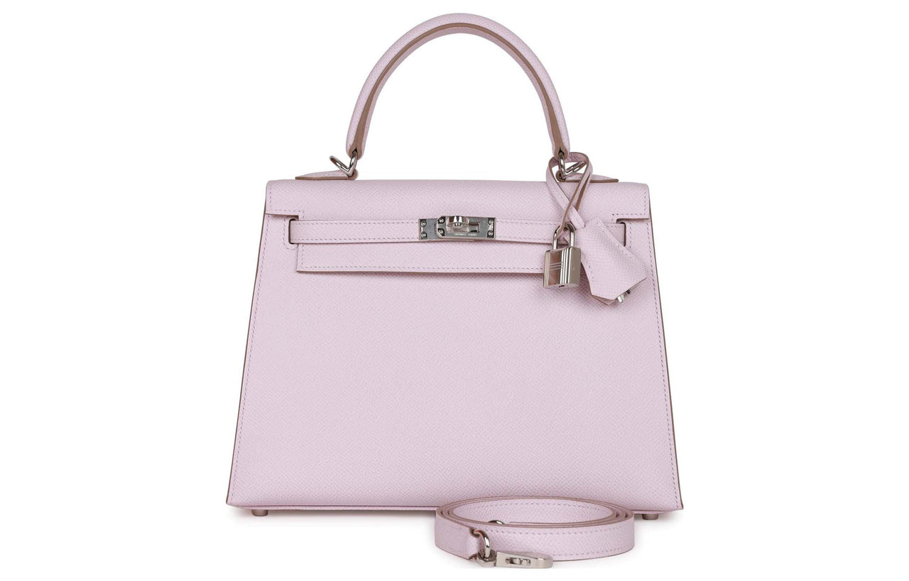 HERMES Kelly Epsom Leather Kelly Bag One Shoulder Handbags Regular Women's 09 MAUVE PALE Dream Purple