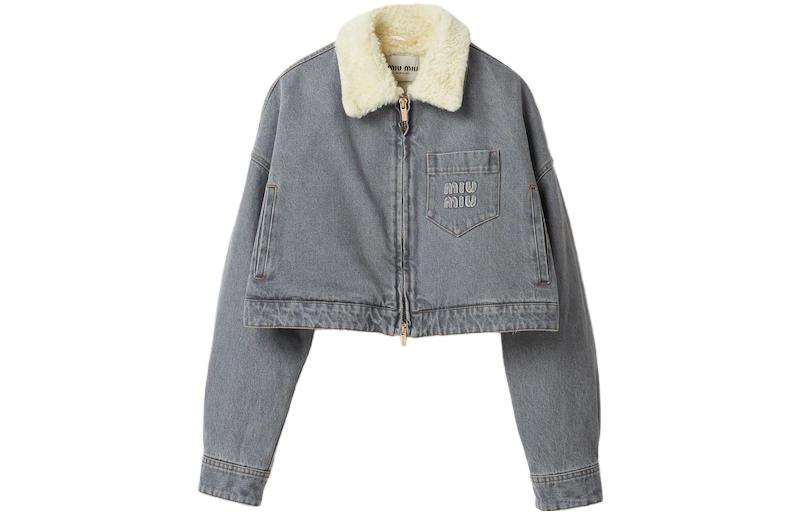 MIU MIU Shearling collar Denim Jacket