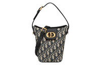 DIOR 30 Montaigne Cow Leather Bucket Bag Handbag Shoulder Bag Women's Blue