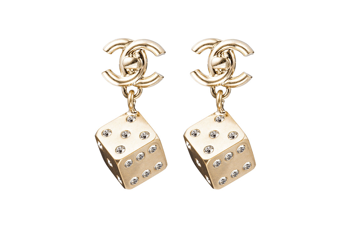 CHANEL Stud Earrings Women's Gold