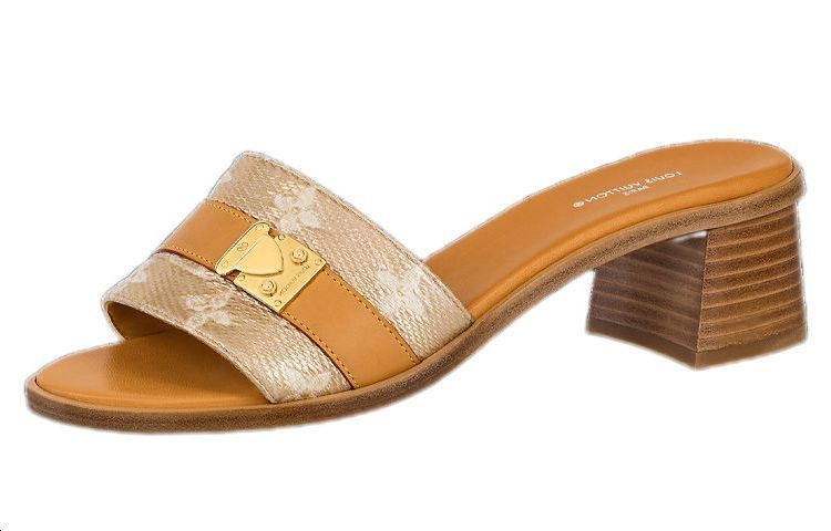 LOUIS VUITTON Lock It Abrasion-Resistant Slide Slippers 4.5cm Women's Brown