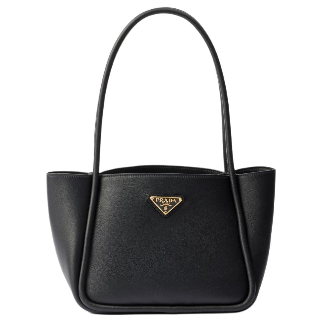 PRADA Grain Leather One Shoulder Handbag Mini Women's Black