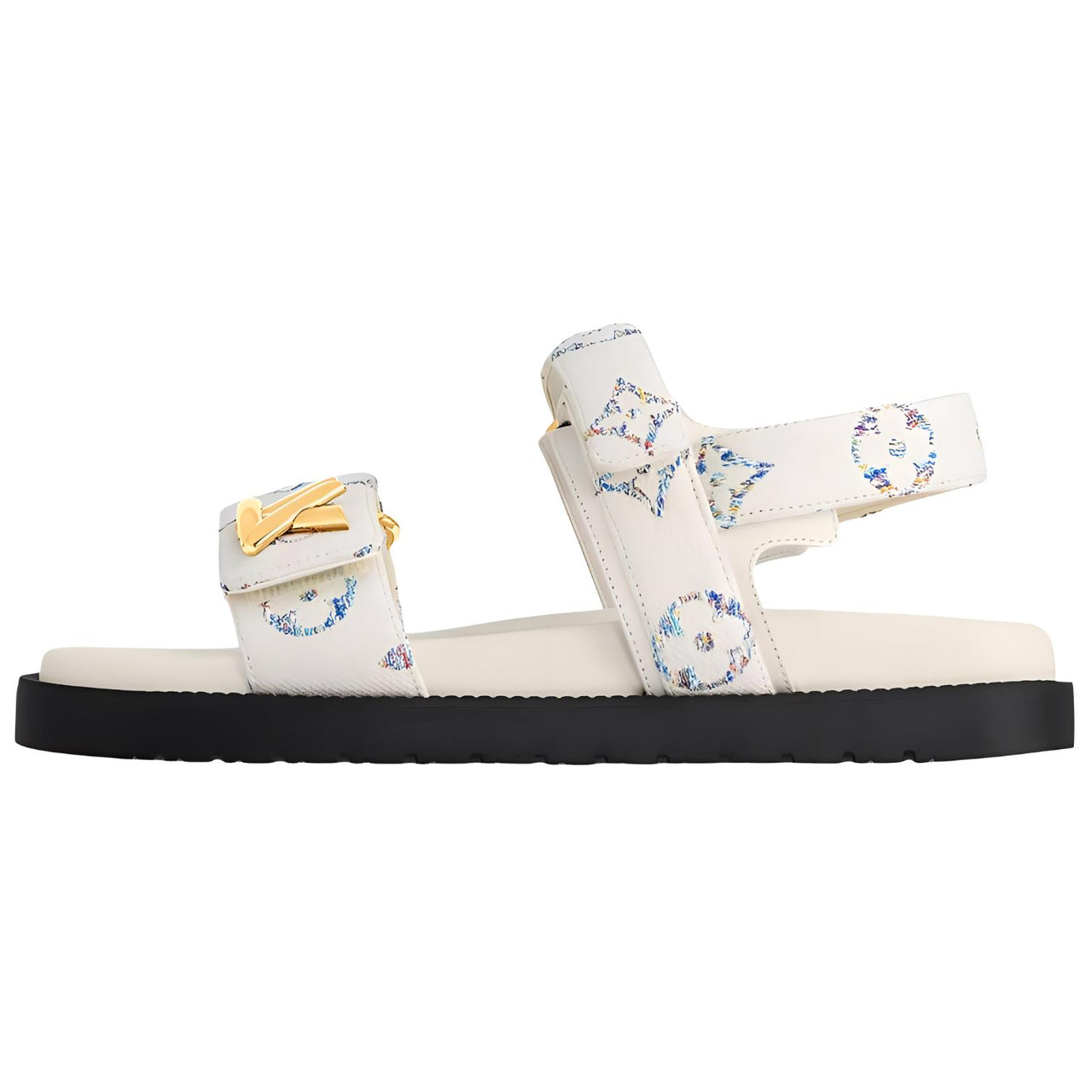 LOUIS VUITTON Sunset Painted Series Strap Sandals Women's Ecru