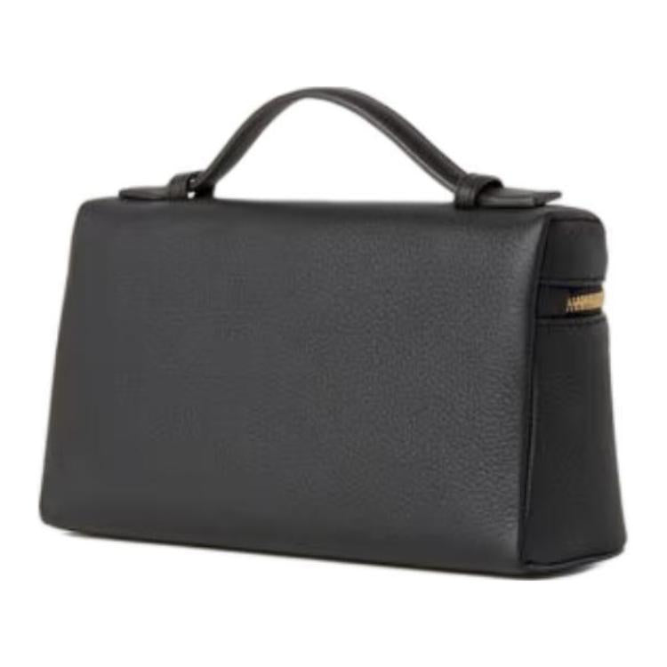 Loro Piana ExtraPocket Leather Makeup Bag Small Square Bag One Shoulder Handbag Women's Black