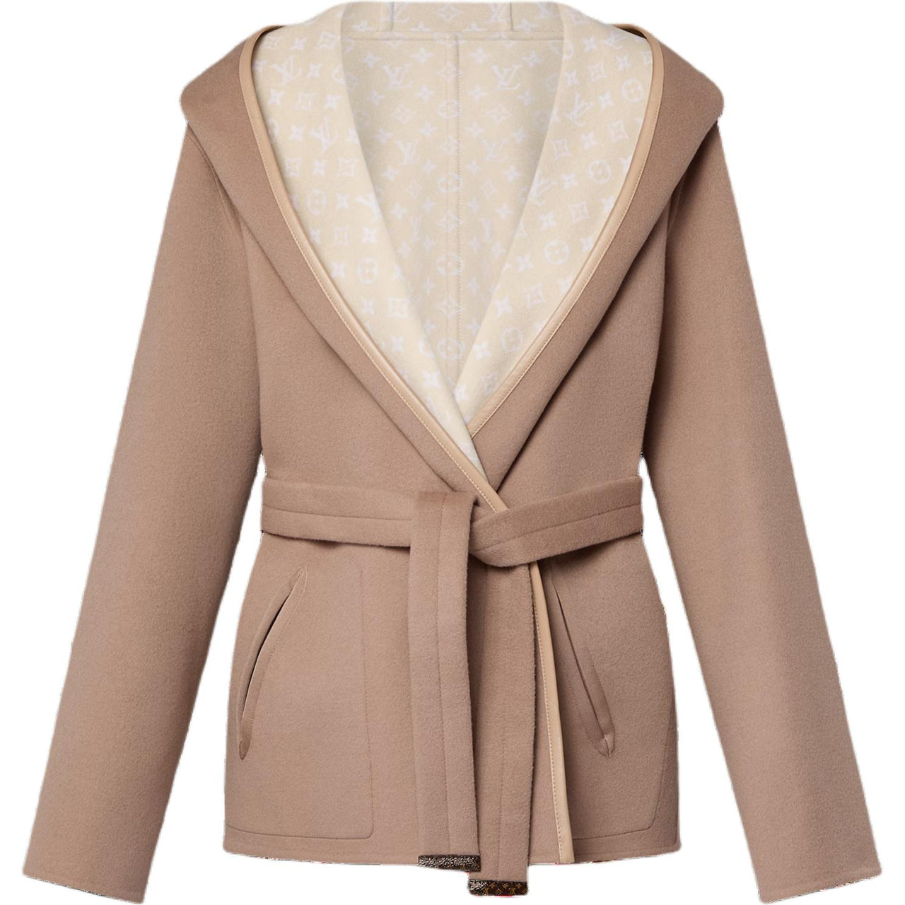 LOUIS VUITTON Reversible Signature Short Hooded Wrap Coat