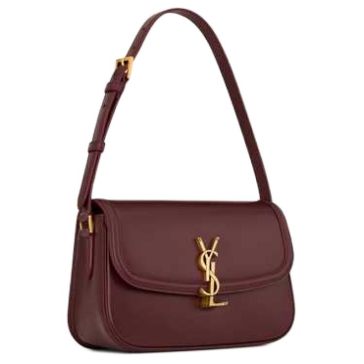 SAINT LAURENT SOLFERINO Cow Leather Shoulder Bag Medium Size Women's Cabernet Sauvignon Red