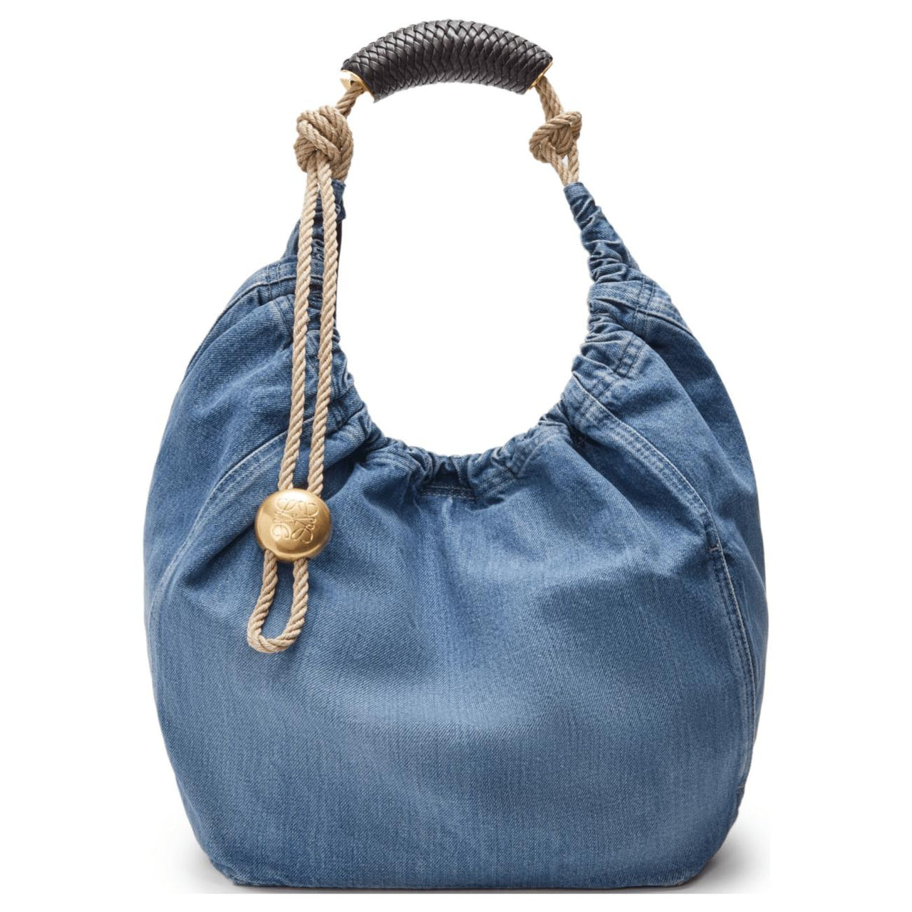 LOEWE Washed Denim Medium Squeeze Bag Women's Light Blue