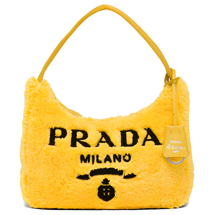 PRADA Re-Edition Fabric Hobo Shoulder Bag Handbag Mini Women's Yellow