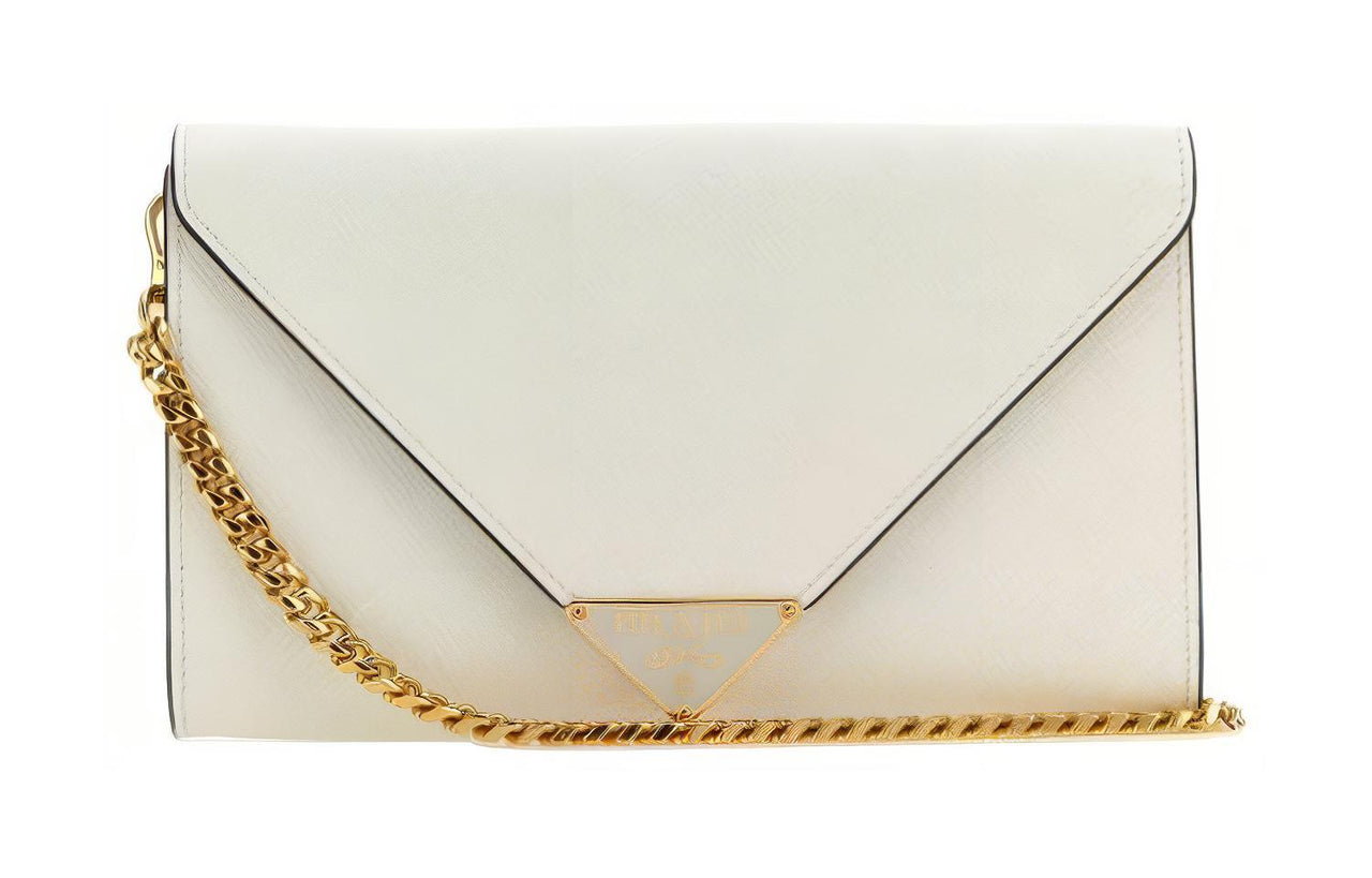 PRADA Calfskin Shoulder Bag Crossbody Bag Wallet Women's White
