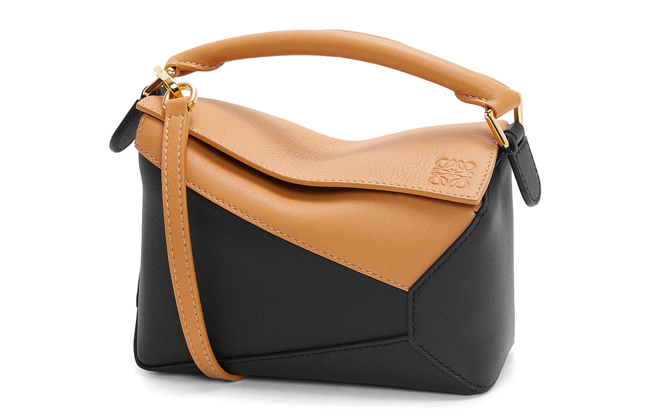 LOEWE Puzzle Cow Leather Shoulder Bag, Crossbody Bag, Handbag Mini Women's Warm Sand Yellow & Black