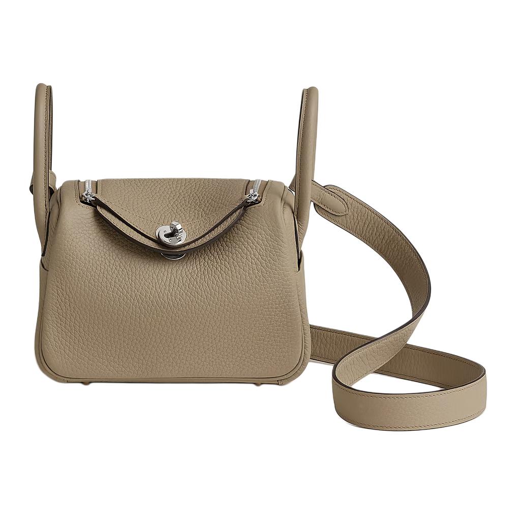 HERMES Lindy Clemence Bullock Leather Handbag Shoulder Bag Crossbody Bag Mini Women's 8Q BEIGE MARFA Marfa Mi