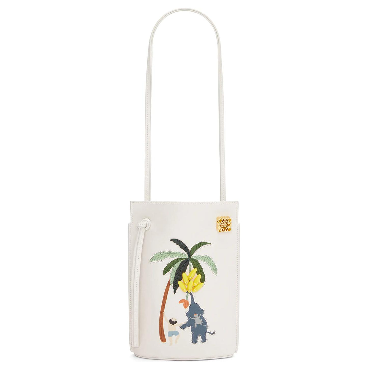 LOEWE Satin Cow Leather Shoulder Bag Crossbody Bag Women's Soft White With Light Ocean Blue