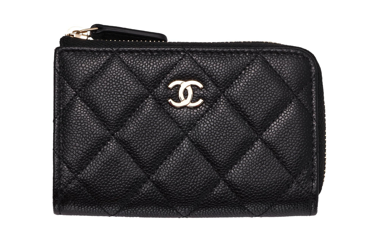 CHANEL Grain Embossed Calfskin Coin Purse Regular Women's Black