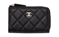 CHANEL Grain Embossed Calfskin Coin Purse Regular Women's Black