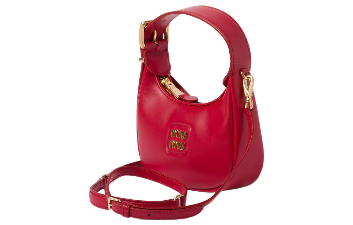 MIU MIU Leather Hobo Bag, Handbag Women's Red
