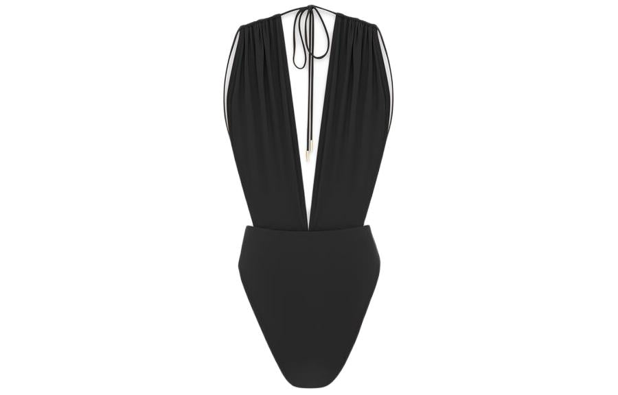 SAINT LAURENT Backless V Halter Swimsuit
