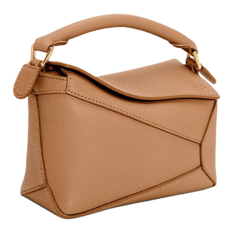 LOEWE Puzzle Soft Grained Calfskin Puzzle Bag Shoulder Bag Crossbody Bag Handbag Mini Women's Toffee Color