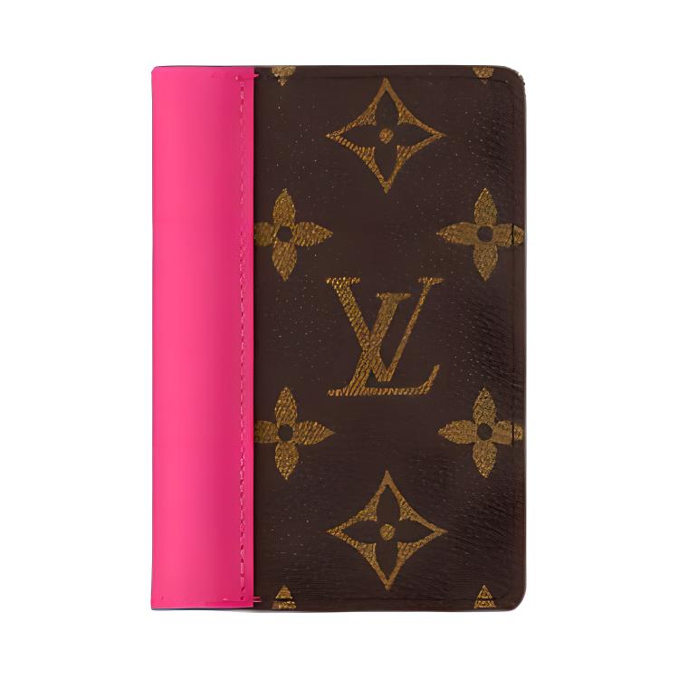 LOUIS VUITTON Coated Canvas Card Holder Men's Pink & Brown