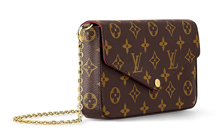 LOUIS VUITTON Pochette Felicie Coated Canvas With Cow Leather Chain Bag, Crossbody Bag, Shoulder Bag Women's