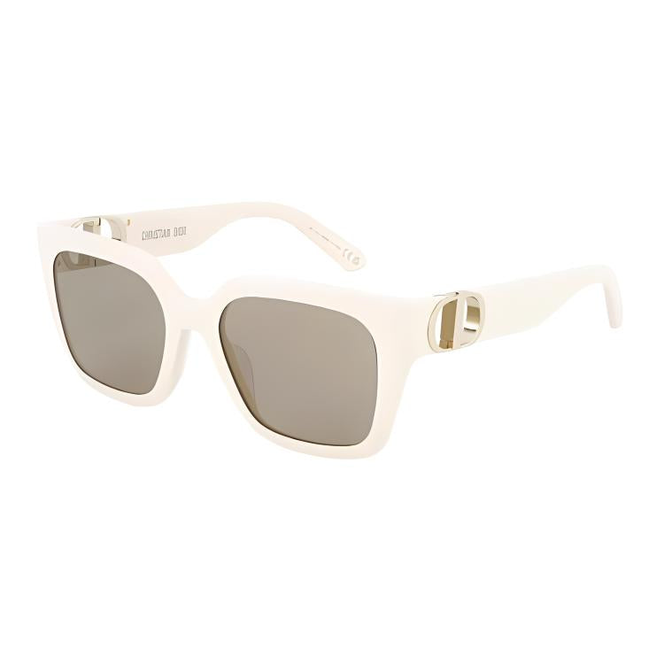 DIOR Plate Frame Metal Acetate Square Sunglasses Unisex Cream