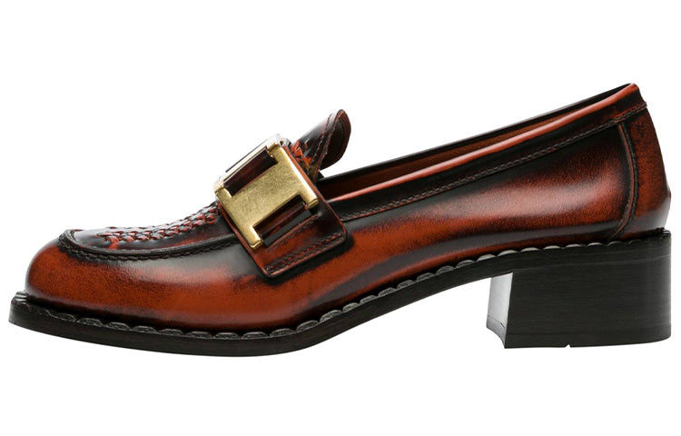 PRADA Woven 40mm Loafers 'Brown' Women's