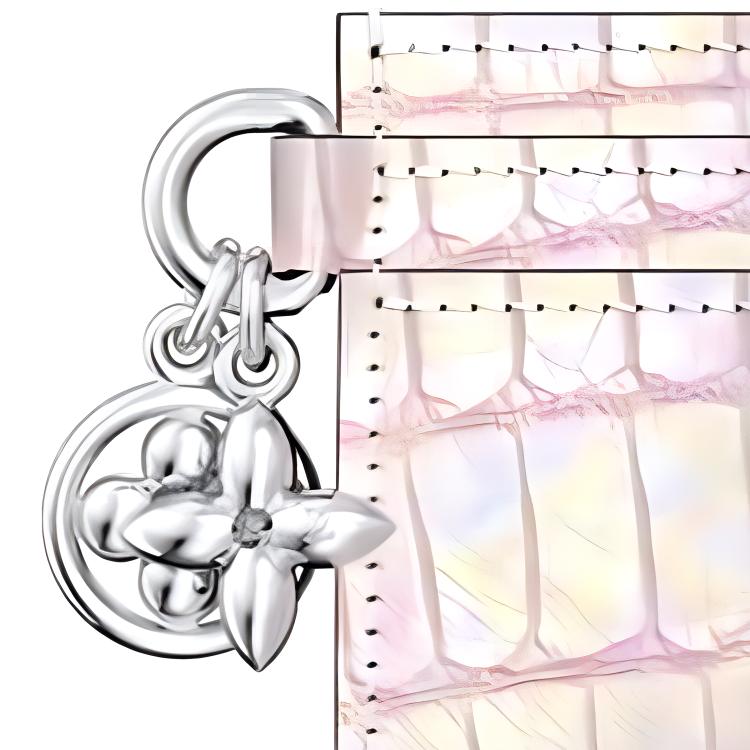 LOUIS VUITTON Crocodile Leather Card Holder Women's Silver Pink