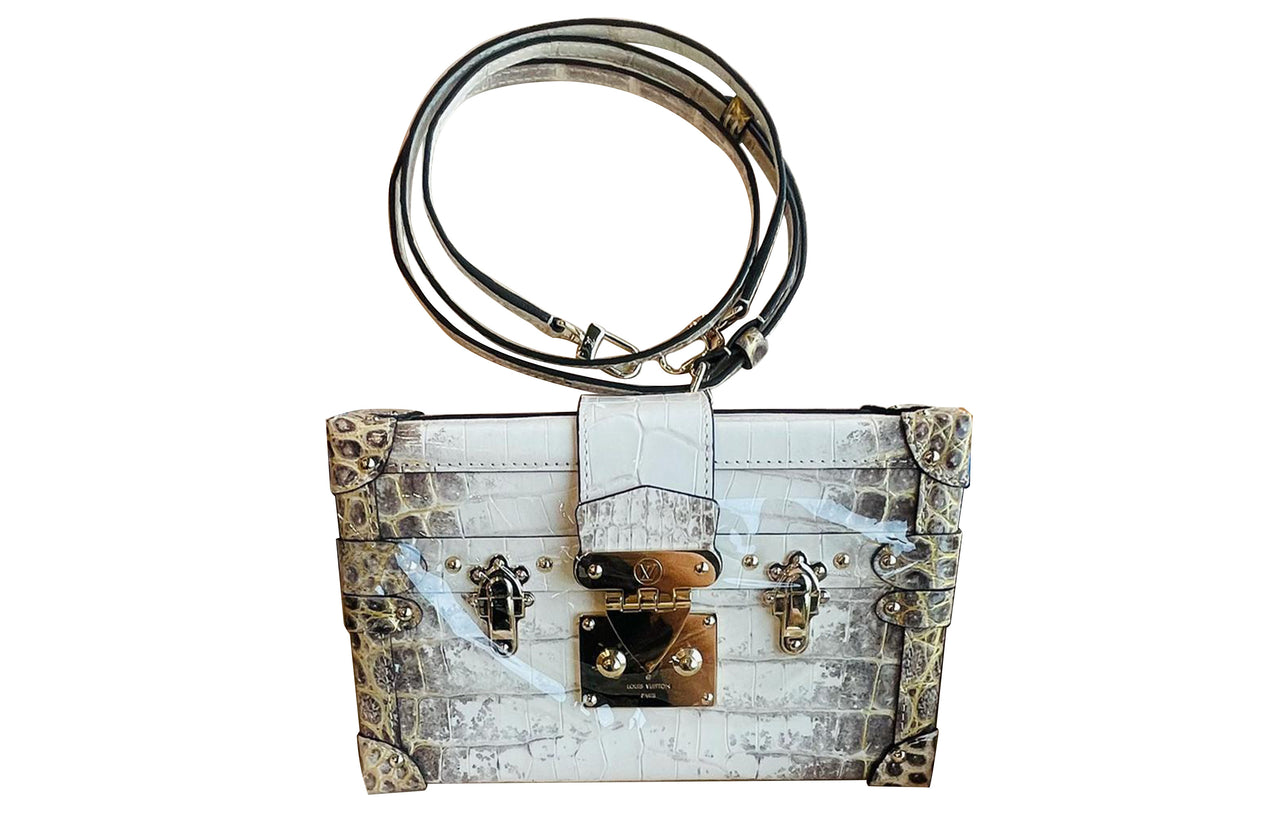 LOUIS VUITTON PETITE MALLE Crocodile Leather Box Bag, Shoulder Bag Women's White