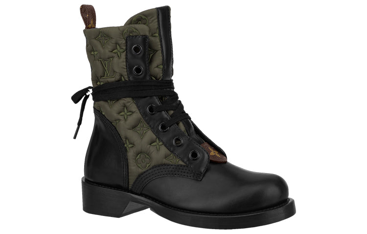 LOUIS VUITTON Metropolis Flat Ranger Shoes 'Olive Green Monogram With Black' Women's