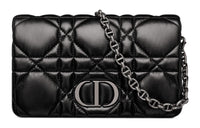 DIOR Cow Leather Shoulder Bag Crossbody Bag Clutches Regular Women's Black Silver