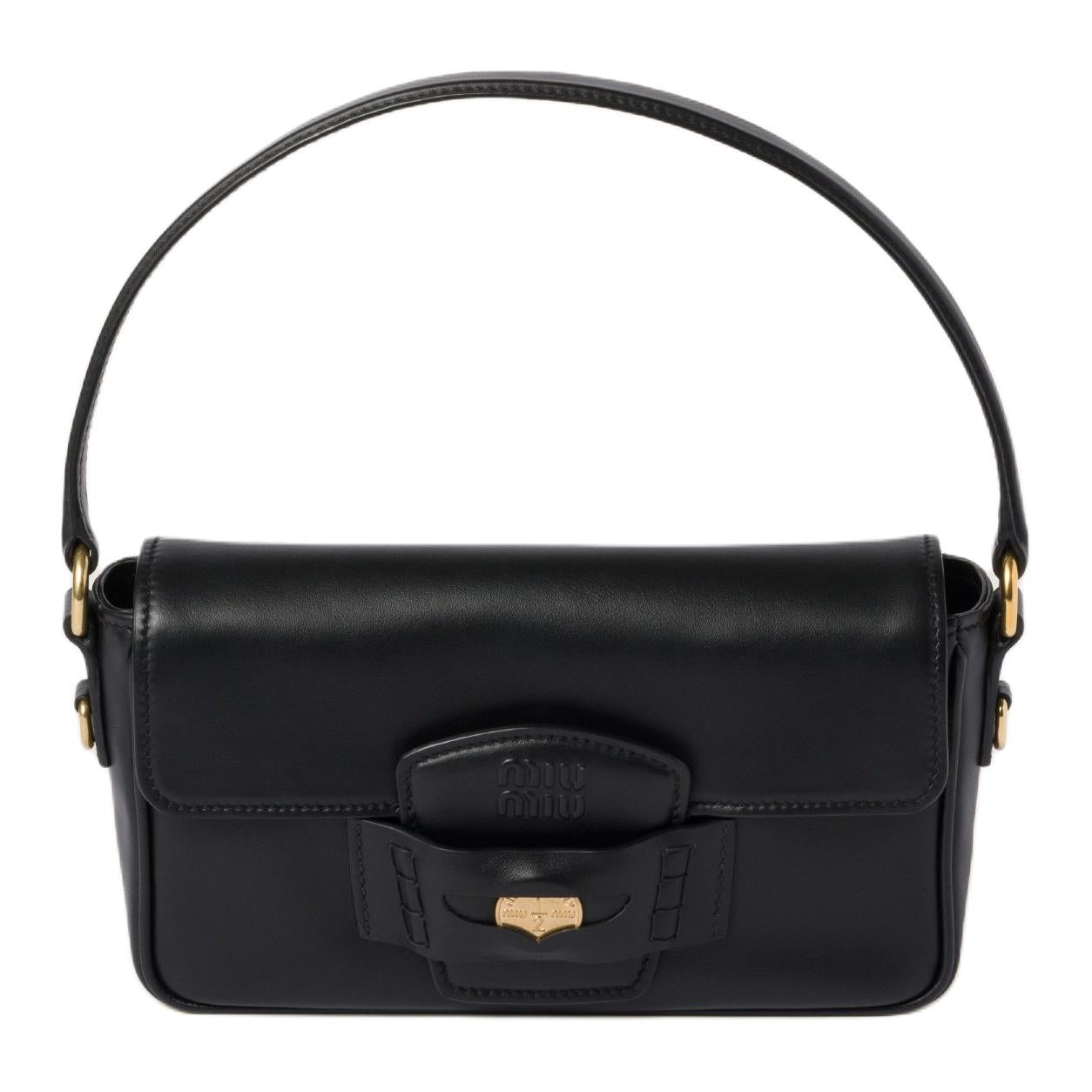 MIU MIU Penny Leather Shoulder Bag Crossbody Bag Handbag Regular Women's Black