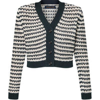 LOUIS VUITTON Striped Lace Knit Cardigan