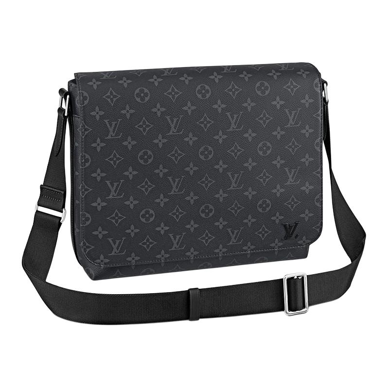 LOUIS VUITTON Canvas Messenger Bag, Shoulder Bag, Crossbody Bag Medium Size Men's Black