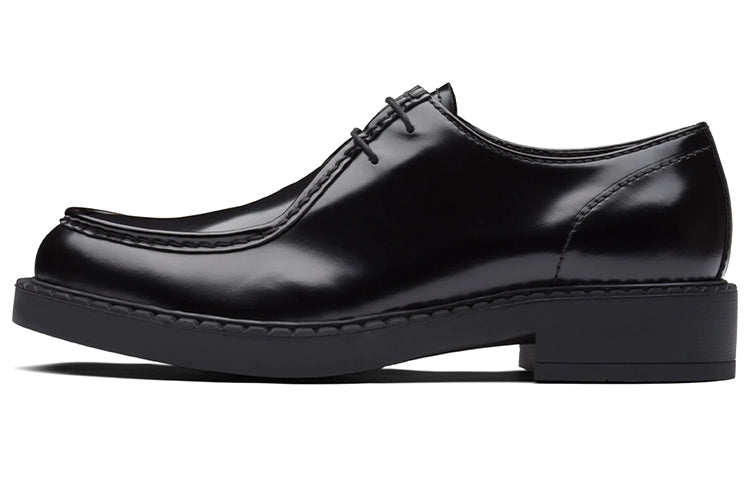 PRADA Brushed Leather Lace Up Black
