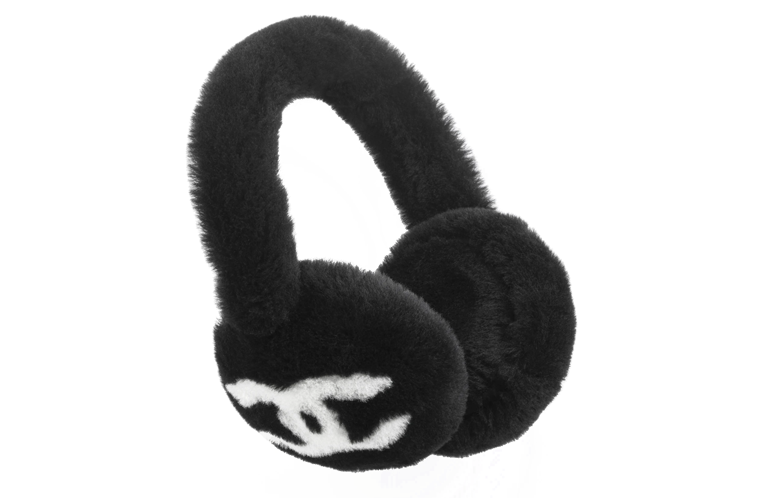 CHANEL Wool Earmuffs Women's Black