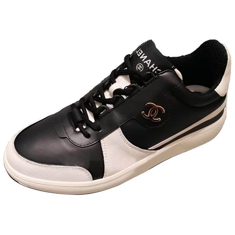 CHANEL Wear-Resistant Low-Top Skateboard Shoes Women's Black White