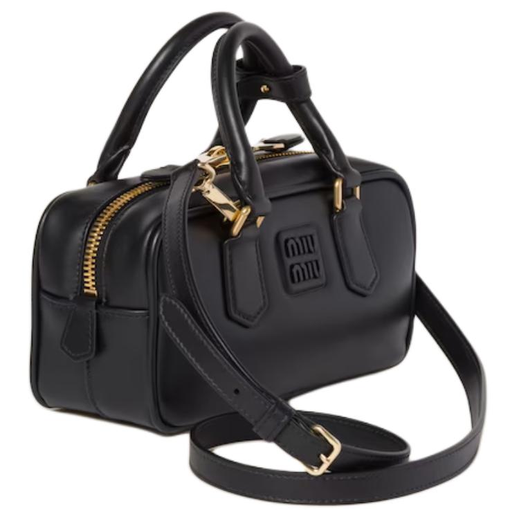 MIU MIU Arcadie Series Leather Handbag Women's Black