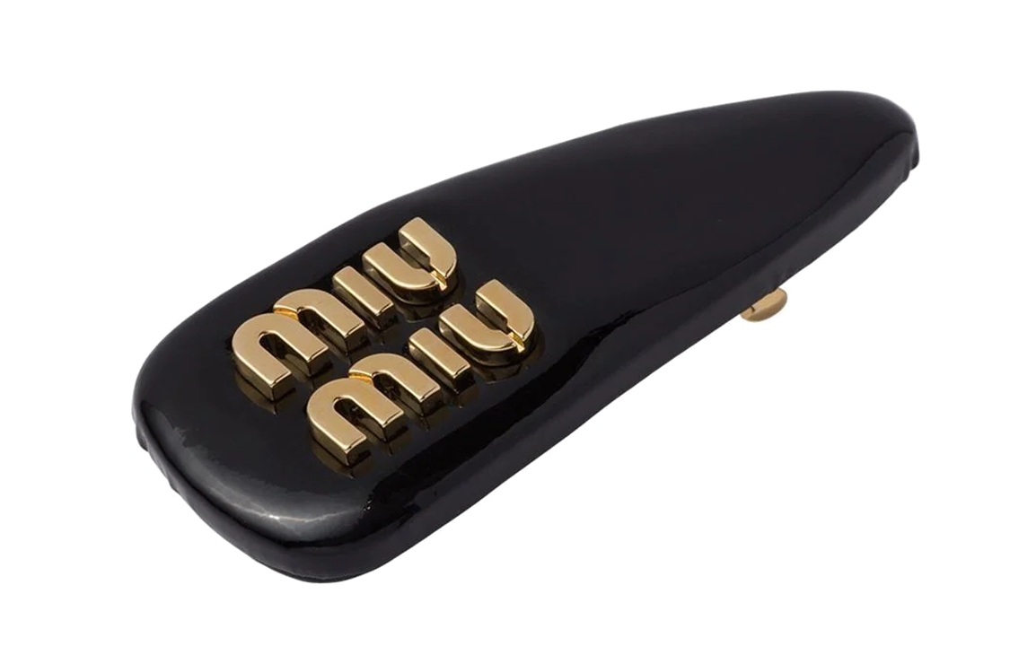 MIU MIU Patent Leather Hair Clips Women's Black