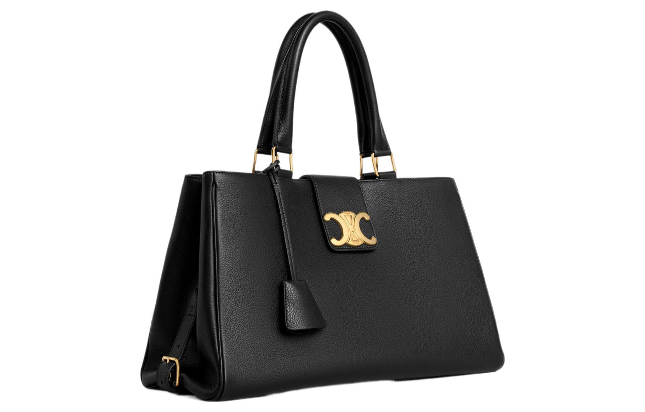 CELINE Soft Cow Leather Shoulder Bag, Crossbody Bag, Handbag Medium Size Women's Black