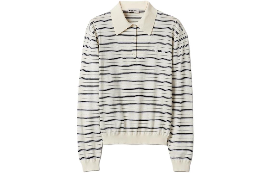 MIU MIU Logo print Striped Polo Top